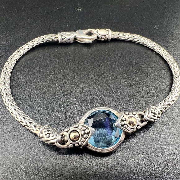 John Hardy Childs Silver 18K Blue Topaz Batu Sari Bracelet